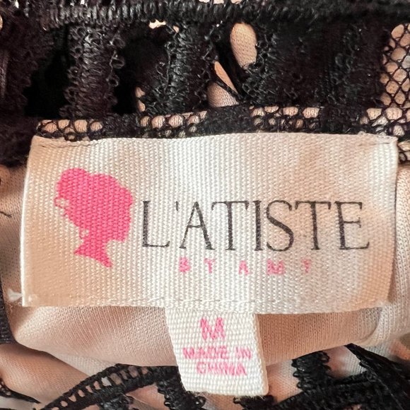 L'ATISTE Cocktail Black Lace Romper Size M - Picture 3 of 12